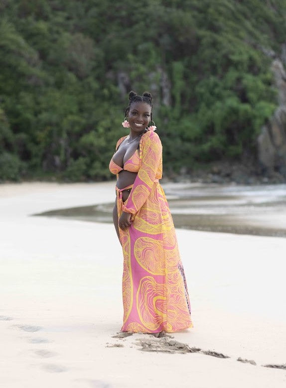 Pink Maxi Chiffon Beach Cover
