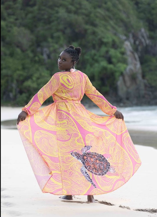 Pink Maxi Chiffon Beach Cover