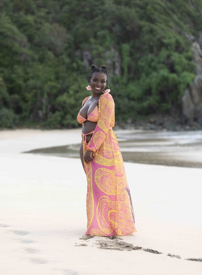 Pink Maxi Chiffon Beach Cover