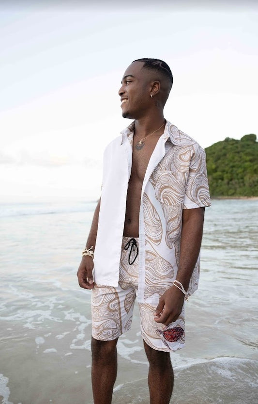 Gold/ Beige Leisure Beach Suit